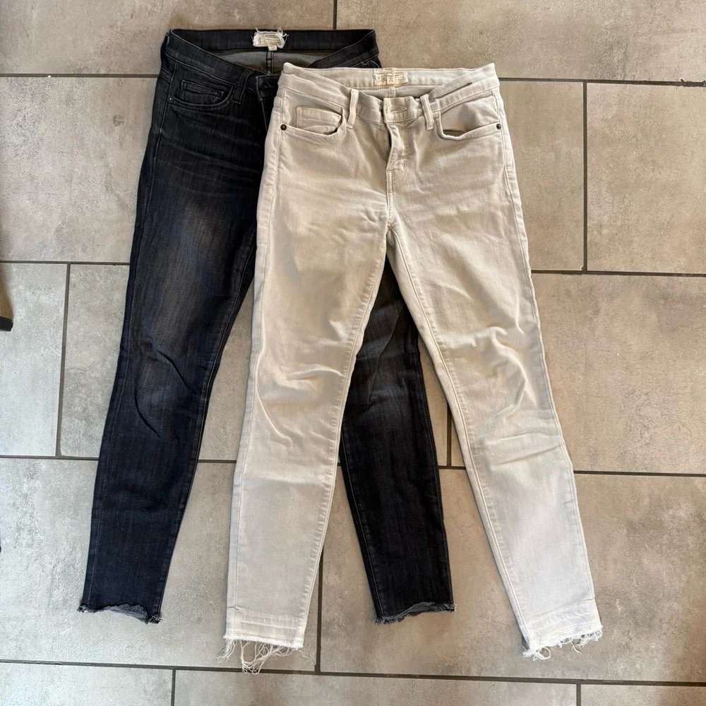 Current/Elliot Women's Black and Light Grey Jeans, Size 26 - Picture 3 of 5
